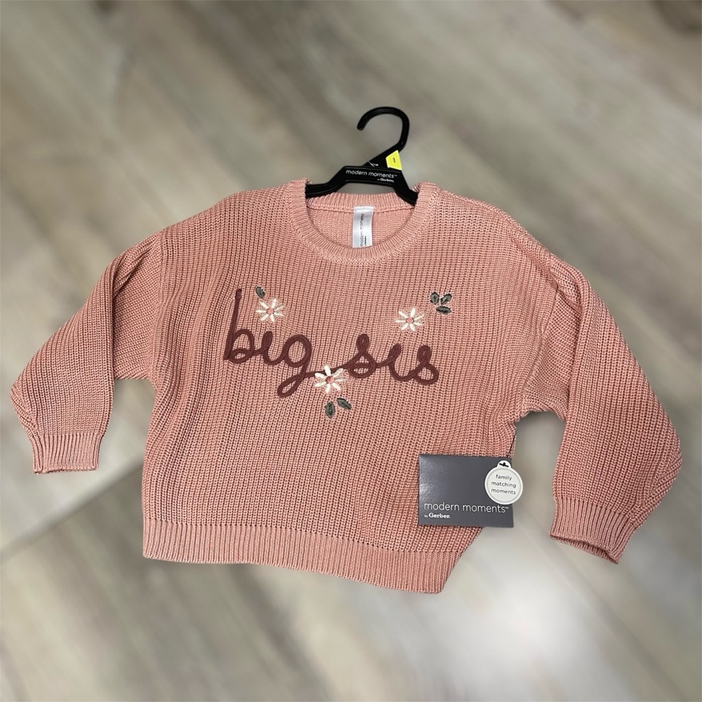 Toddler Oversized Big Sis Floral Sweater - NWT